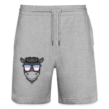 Transgender Transsexual Donkey Gift - Stanley/Stella Trainer Unisex Organic Jogging Shorts - heather grey - Front - Nik (191cm) & Marisol (170cm)