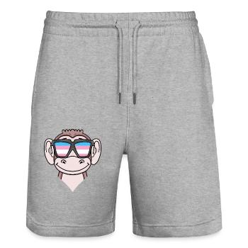 Transgender Transsexual Monkey Gift - Stanley/Stella Trainer Unisex Organic Jogging Shorts - heather grey - Front - Nik (191cm) & Marisol (170cm)