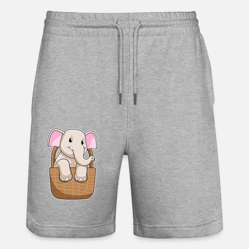 Éléphant avec panier - Short de jogging bio TRAINER Stanley/Stella unisexe - gris chiné