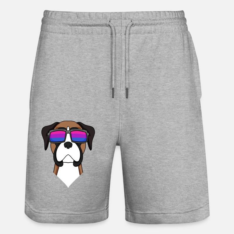 Bisexuell Deutscher Boxer Hund Geschenk - Stanley/Stella Unisex Bio Joggingshorts Trainer  - Grau meliert