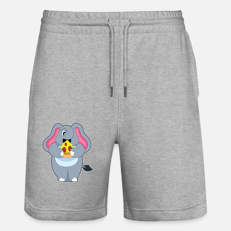 Éléphant avec pizza - Short de jogging bio TRAINER Stanley/Stella unisexe - gris chiné