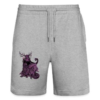 Déesse viking des morts Hel - Short de jogging bio TRAINER Stanley/Stella unisexe - gris chiné - Devant - Nik (191cm) & Marisol (170cm)