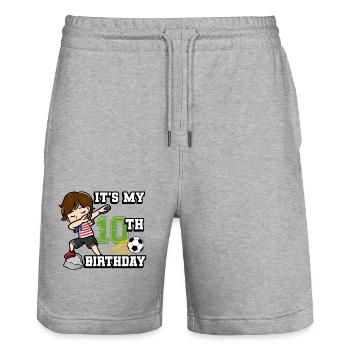 Soccer Boy It's My 10th Birthday Amerikanische - Stanley/Stella Unisex Bio Joggingshorts Trainer  - Grau meliert - Vorne - Nik (191cm) & Marisol (170cm)