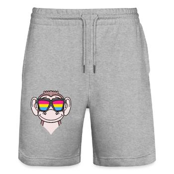 Pansexuell Affe Geschenk - Stanley/Stella Unisex Bio Joggingshorts Trainer  - Grau meliert - Vorne - Nik (191cm) & Marisol (170cm)