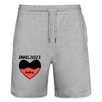 Onkel 2023 herz loading - Stanley/Stella Unisex Bio Joggingshorts Trainer  - Grau meliert - Vorne - Nik (191cm) & Marisol (170cm)