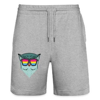 Pansexual Owl - Owl with Glasses - Stanley/Stella Trainer Unisex Organic Jogging Shorts - heather grey - Front - Nik (191cm) & Marisol (170cm)