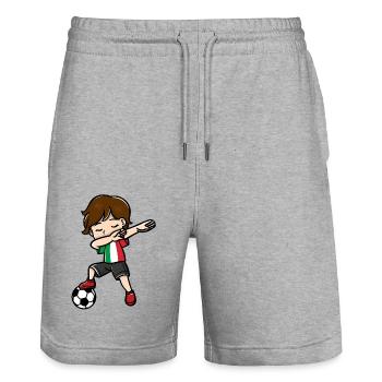 Dabbing Young Football Players Italian Flag - Stanley/Stella Trainer Unisex Organic Jogging Shorts - heather grey - Front - Nik (191cm) & Marisol (170cm)