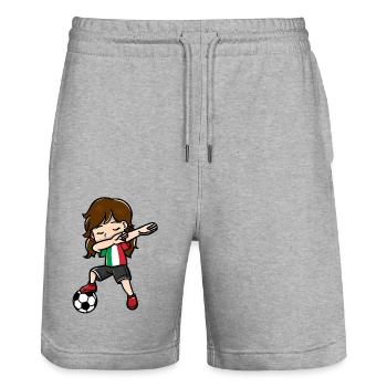 Dabbing Girl Joueur de football Drapeau italien - Short de jogging bio TRAINER Stanley/Stella unisexe - gris chiné - Devant - Nik (191cm) & Marisol (170cm)