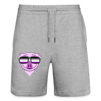 Asexual Lgbt Pig Asexualité - Short de jogging bio TRAINER Stanley/Stella unisexe - gris chiné - Devant - Nik (191cm) & Marisol (170cm)
