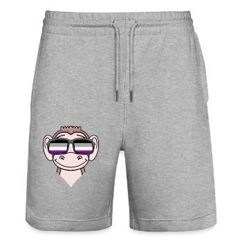 Asexual Lgbt Singe Asexualité - Short de jogging bio TRAINER Stanley/Stella unisexe - gris chiné - Devant - Nik (191cm) & Marisol (170cm)