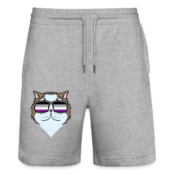 Asexuel Lgbt Persan Chat Chat Asexualité - Short de jogging bio TRAINER Stanley/Stella unisexe - gris chiné - Devant - Nik (191cm) & Marisol (170cm)