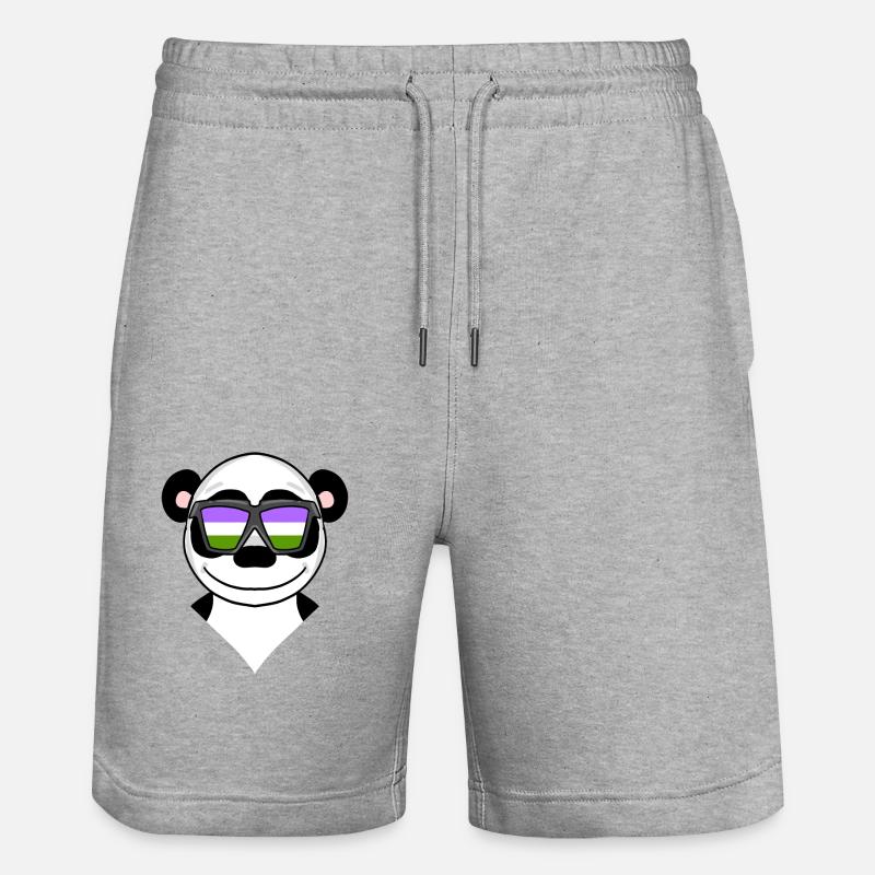 Genderqueer Panda - Short de jogging bio TRAINER Stanley/Stella unisexe - gris chiné
