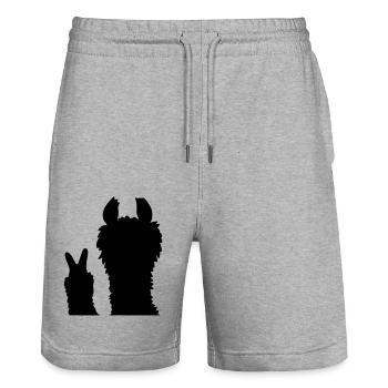 Silhouette No Drama Llama - Stanley/Stella Trainer Unisex Organic Jogging Shorts - heather grey - Front - Nik (191cm) & Marisol (170cm)