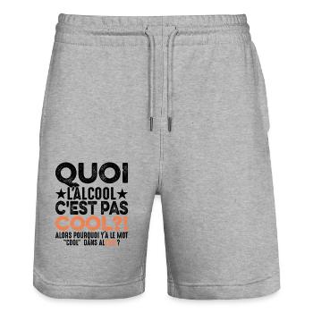 Quoi L'alcool C'est Pas Cool Humour Alcoolique - Short de jogging bio TRAINER Stanley/Stella unisexe - gris chiné - Devant - Nik (191cm) & Marisol (170cm)