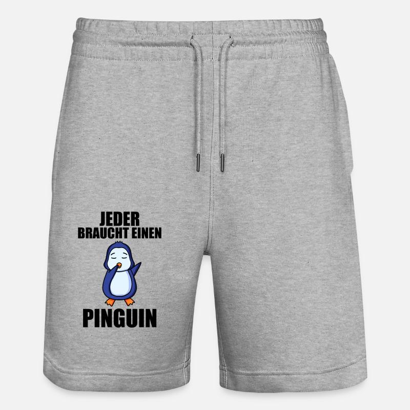 Pinguin Pinguine - Stanley/Stella Unisex Bio Joggingshorts Trainer - Grau meliert
