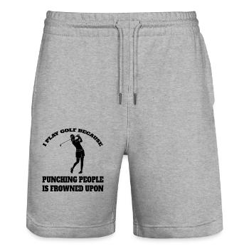 Golf Golfer Golf Club Saying Golf Ball - Stanley/Stella Trainer Unisex Organic Jogging Shorts - heather grey - Front - Nik (191cm) & Marisol (170cm)