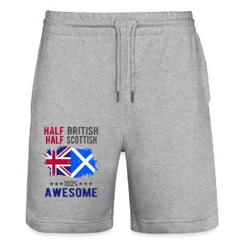 Halb Brite Halb Schotte - Stanley/Stella Unisex Bio Joggingshorts Trainer  - Grau meliert - Vorne - Nik (191cm) & Marisol (170cm)