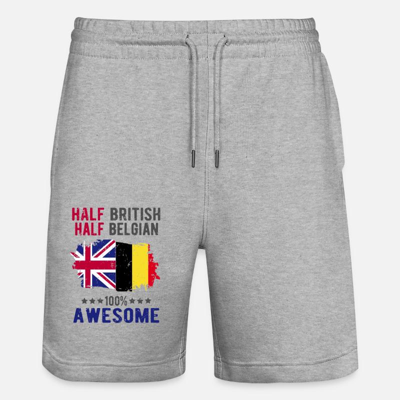Halb Brite Halb Belgier - Stanley/Stella Unisex Bio Joggingshorts Trainer  - Grau meliert