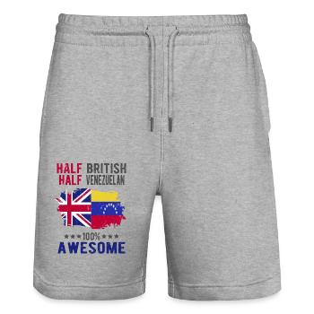 Halb Brite Halb Venezolaner - Stanley/Stella Unisex Bio Joggingshorts Trainer  - Grau meliert - Vorne - Nik (191cm) & Marisol (170cm)