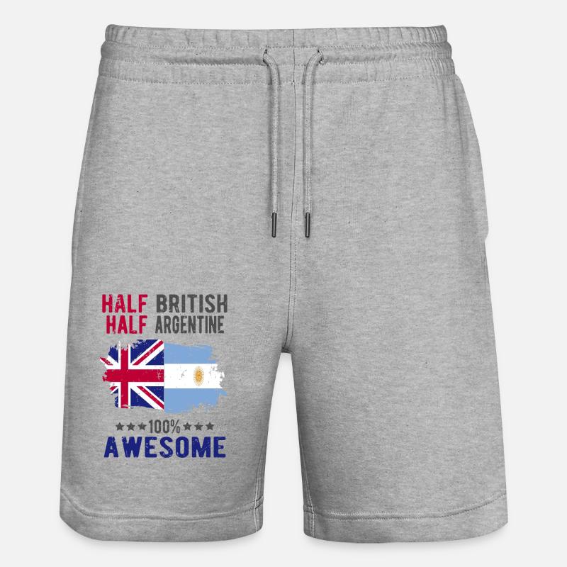 Halb Brite Halb Argentiner - Stanley/Stella Unisex Bio Joggingshorts Trainer  - Grau meliert