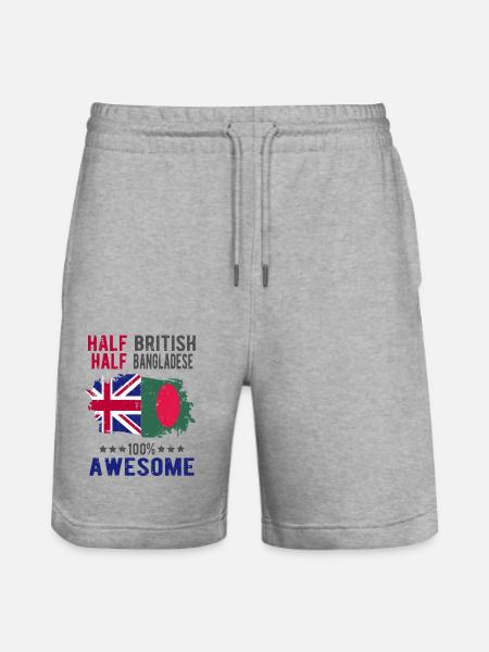 Half British Half Bangladeshi - Stanley/Stella Trainer Unisex Organic Jogging Shorts - heather grey