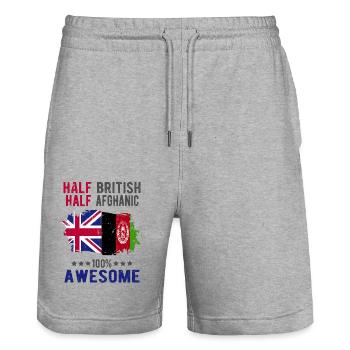 Moitié britannique moitié afghan - Short de jogging bio TRAINER Stanley/Stella unisexe - gris chiné - Devant - Nik (191cm) & Marisol (170cm)