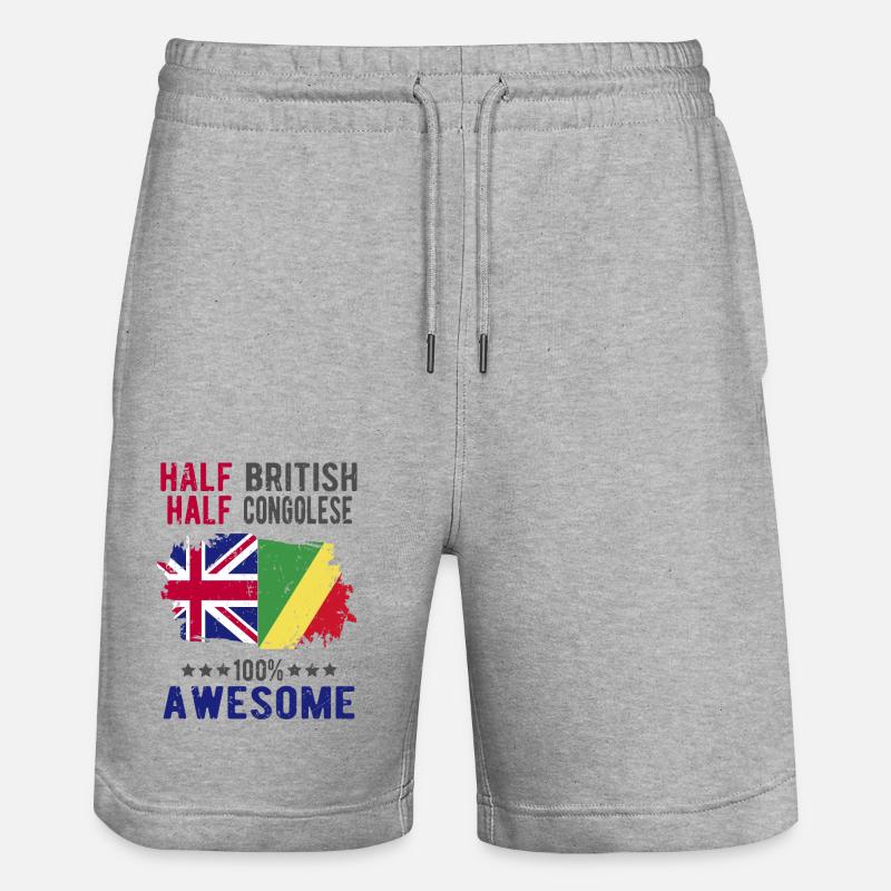 Half British Half Congolese - Stanley/Stella Trainer Unisex Organic Jogging Shorts - heather grey
