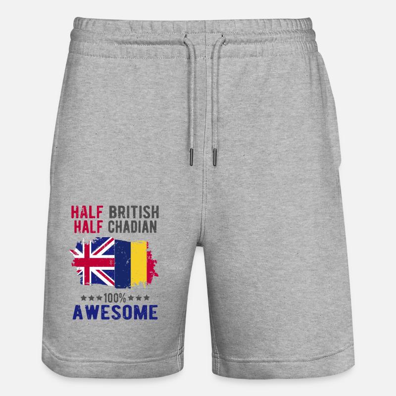 Halb Brite Halb Tschader - Stanley/Stella Unisex Bio Joggingshorts Trainer  - Grau meliert
