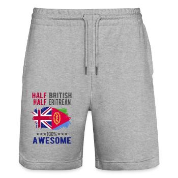 Halb Brite Halb Eritreer - Stanley/Stella Unisex Bio Joggingshorts Trainer  - Grau meliert - Vorne - Nik (191cm) & Marisol (170cm)