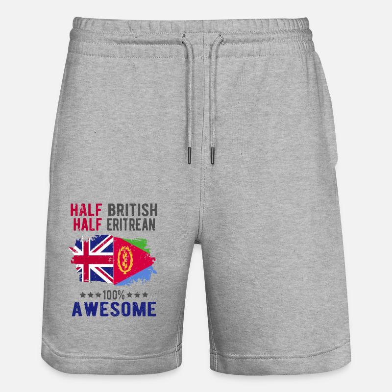 Half British Half Eritrean - Stanley/Stella Trainer Unisex Organic Jogging Shorts - heather grey