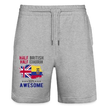 Halb Brite Halb Ecuadorianer - Stanley/Stella Unisex Bio Joggingshorts Trainer  - Grau meliert - Vorne - Nik (191cm) & Marisol (170cm)