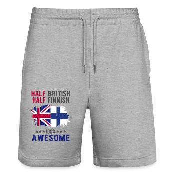 Half British Half Finn - Stanley/Stella Trainer Unisex Organic Jogging Shorts - heather grey - Front - Nik (191cm) & Marisol (170cm)