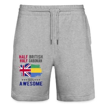 Halb Brite Halb Gabuner - Stanley/Stella Unisex Bio Joggingshorts Trainer  - Grau meliert - Vorne - Nik (191cm) & Marisol (170cm)
