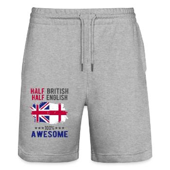 Moitié britannique moitié anglais - Short de jogging bio TRAINER Stanley/Stella unisexe - gris chiné - Devant - Nik (191cm) & Marisol (170cm)