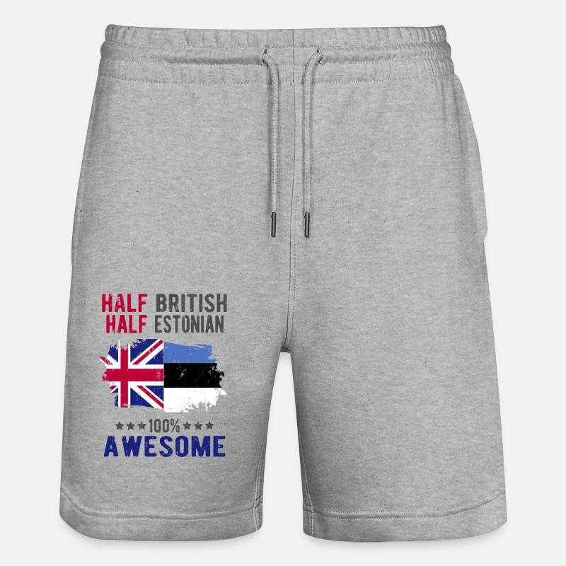 Halb Brite Halb Estländer - Stanley/Stella Unisex Bio Joggingshorts Trainer  - Grau meliert