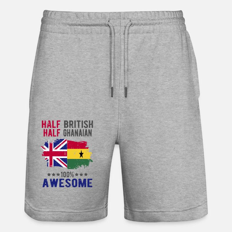 Half British Half Ghanese - Stanley/Stella Trainer Unisex Organic Jogging Shorts - heather grey