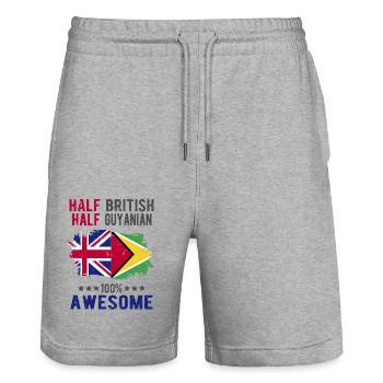 Halb Brite Halb Guyaner - Stanley/Stella Unisex Bio Joggingshorts Trainer  - Grau meliert - Vorne - Nik (191cm) & Marisol (170cm)