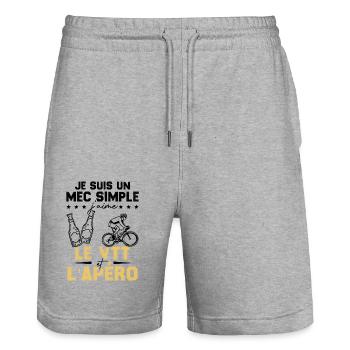 Je suis un mec simple j'aime le VTT et l'apéro - Short de jogging bio TRAINER Stanley/Stella unisexe - gris chiné - Devant - Nik (191cm) & Marisol (170cm)