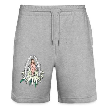 Ange céleste Edelweiss Autriche Ange gardien - Short de jogging bio TRAINER Stanley/Stella unisexe - gris chiné - Devant - Nik (191cm) & Marisol (170cm)