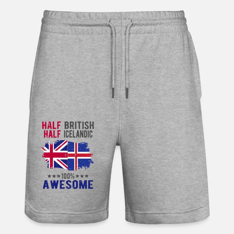 Half British Half Icelander - Stanley/Stella Trainer Unisex Organic Jogging Shorts - heather grey
