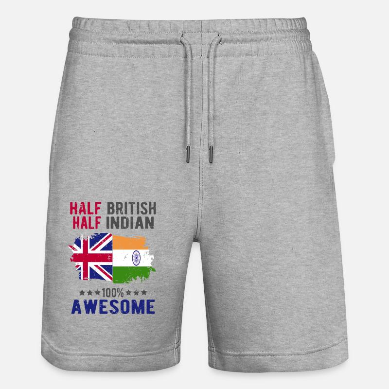 Half British Half Indian - Stanley/Stella Trainer Unisex Organic Jogging Shorts - heather grey