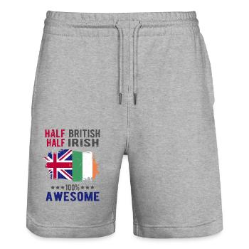 Half British Half Irish - Stanley/Stella Trainer Unisex Organic Jogging Shorts - heather grey - Front - Nik (191cm) & Marisol (170cm)