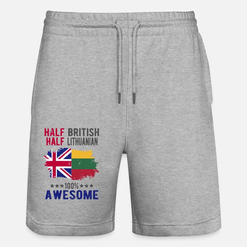 Halb Brite Halb Litauer - Stanley/Stella Unisex Bio Joggingshorts Trainer  - Grau meliert