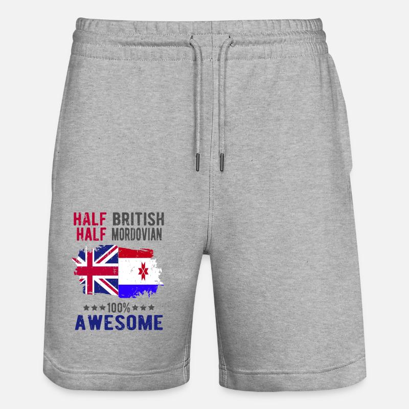 Halb Brite Halb Mordwinen - Stanley/Stella Unisex Bio Joggingshorts Trainer  - Grau meliert