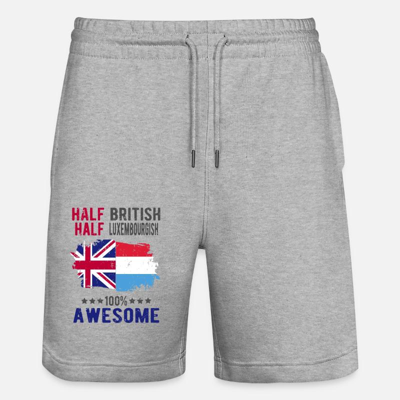 Half British Half Luxembourger - Stanley/Stella Trainer Unisex Organic Jogging Shorts - heather grey