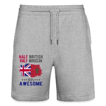 Halb Brite Halb Marokkaner - Stanley/Stella Unisex Bio Joggingshorts Trainer  - Grau meliert - Vorne - Nik (191cm) & Marisol (170cm)