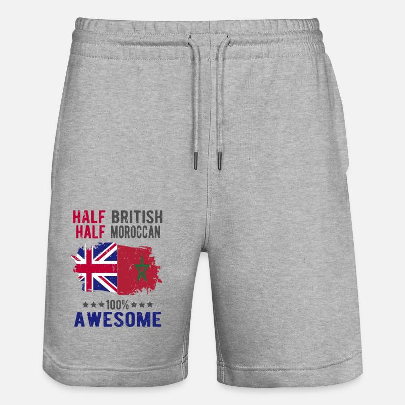 Half British Half Moroccan - Stanley/Stella Trainer Unisex Organic Jogging Shorts - heather grey