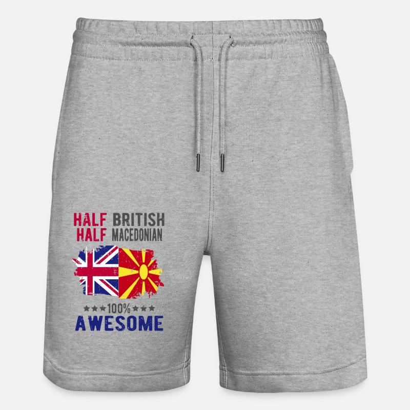 Halb Brite Halb Makedonier - Stanley/Stella Unisex Bio Joggingshorts Trainer  - Grau meliert