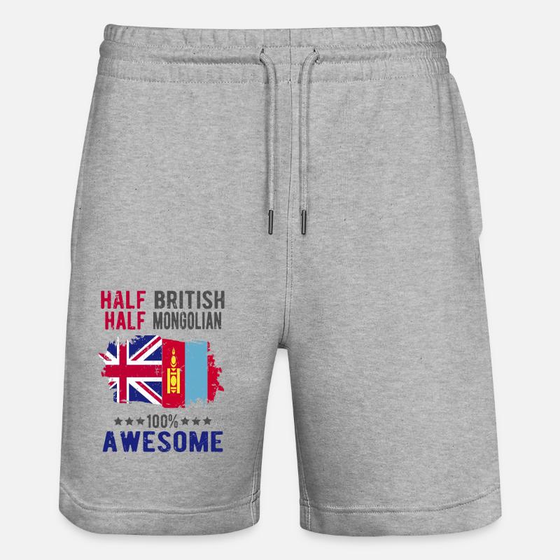 Half British Half Mongol - Stanley/Stella Trainer Unisex Organic Jogging Shorts - heather grey