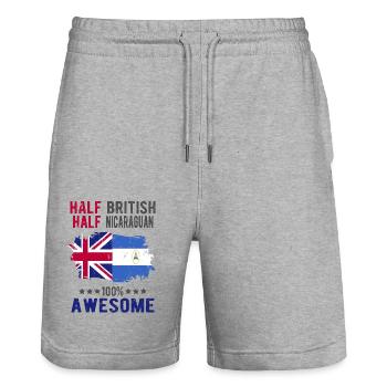Halb Brite Halb Nicaraguaner - Stanley/Stella Unisex Bio Joggingshorts Trainer  - Grau meliert - Vorne - Nik (191cm) & Marisol (170cm)